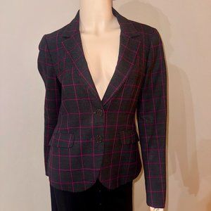Etro Vintage Gray w/Pink Windowpane Single-Breasted Women's Jacket Y2K Size 44